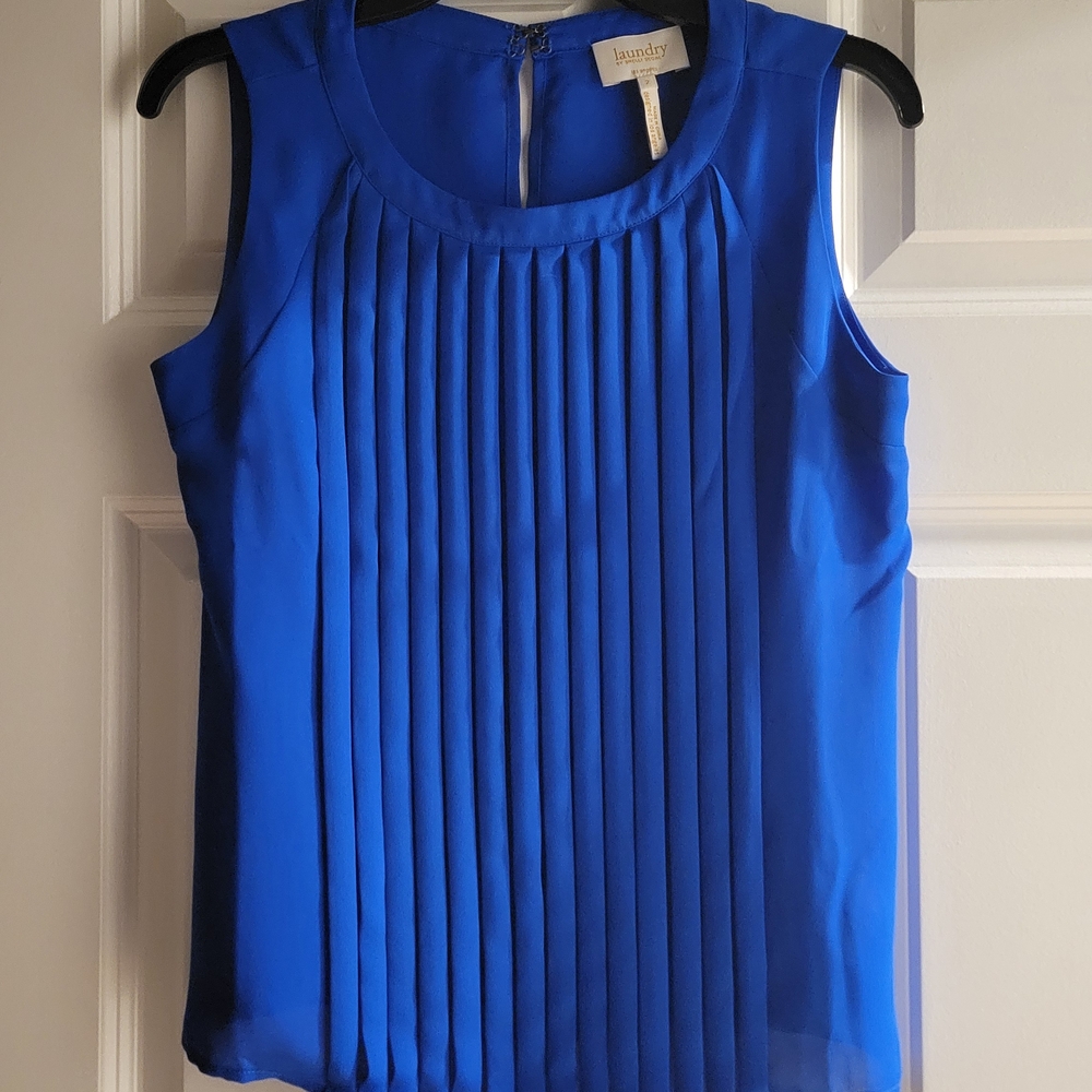 Laundry By Shelli Segal Women's Vibrant Blue Pleated Blouse